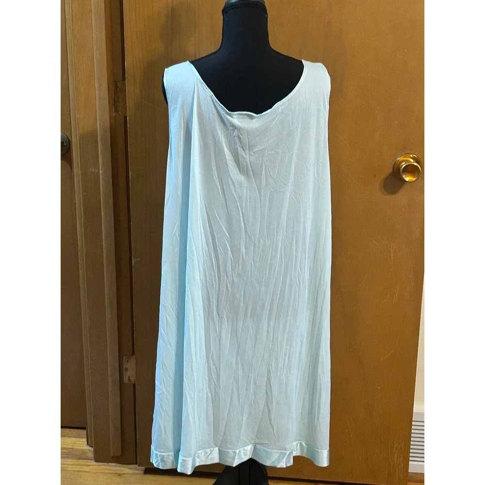 VTG Vanity‎ Fair Nightgown Light Blue Slip Dress Size 2X Made in USA Loungewear